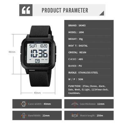 Skmei 1894 Military Waterproof Digital Watch for Men - Smarsty