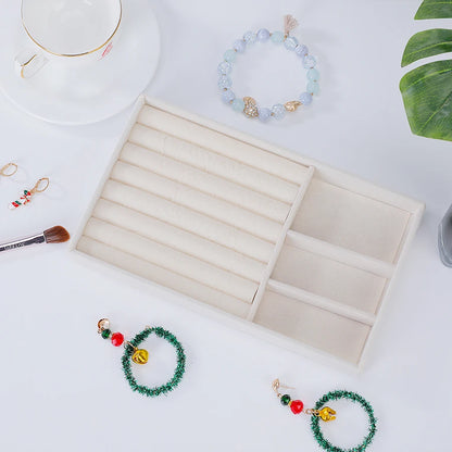 Beige Flocking Jewelry Box with Exquisite Design - Smarsty
