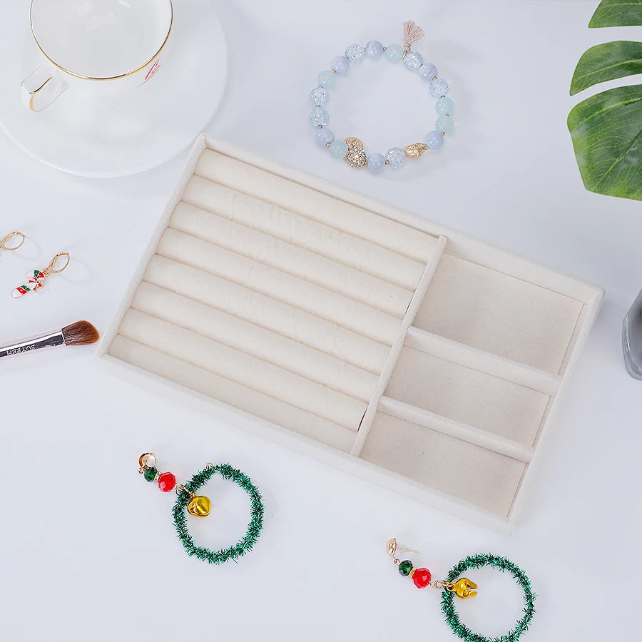 Beige Flocking Jewelry Box with Exquisite Design - Smarsty
