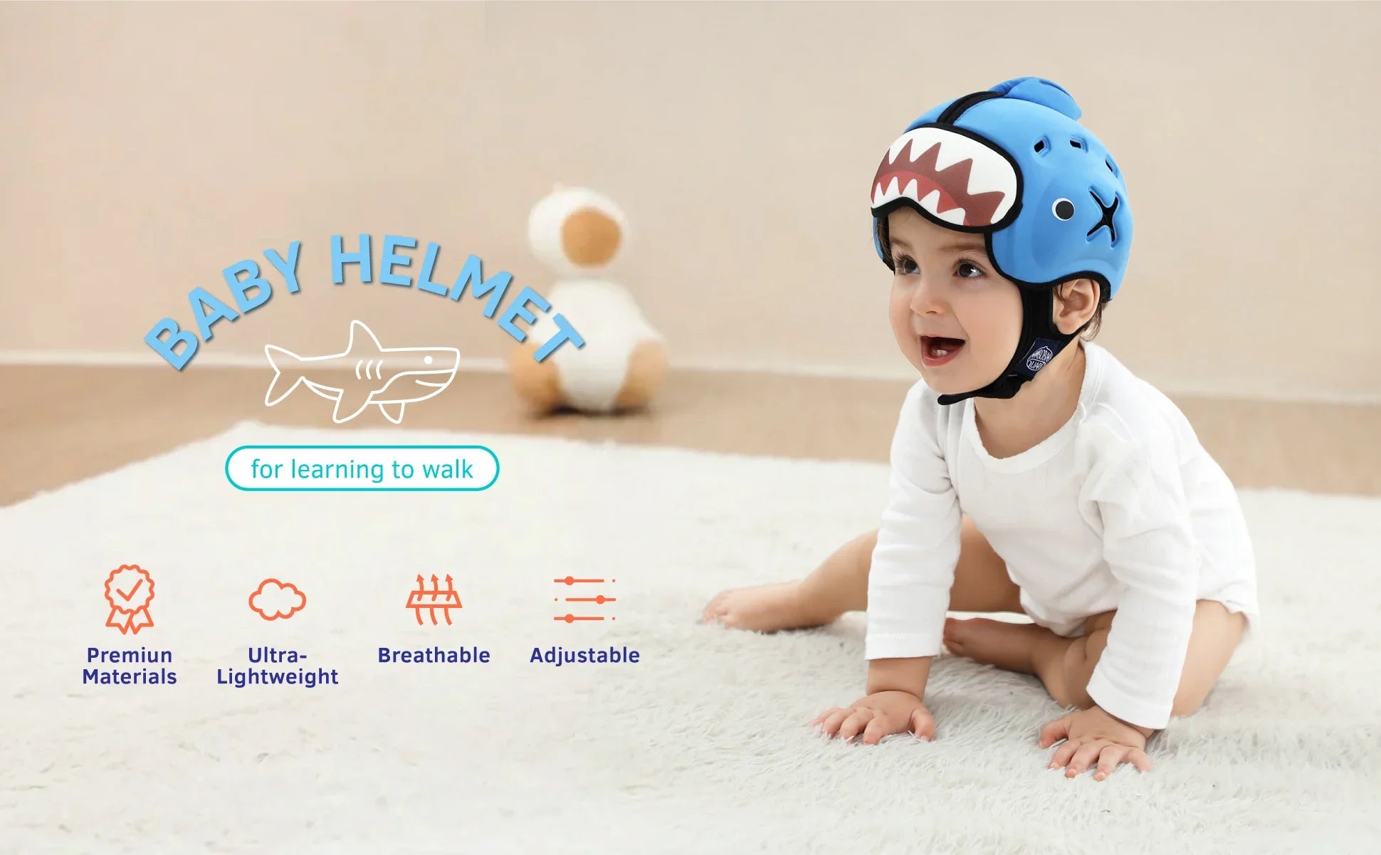 MamboBaby Safety Helmet for Crawling & Walking, Ultra Lightweight Adjustable Infant Head Protector Suitable for Baby 6-24 Mont
