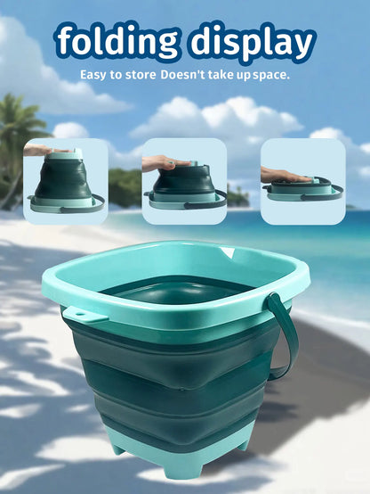 Children's collapsible bucket multi-functional small bucket seaside toys play sand portable play water catch the sea