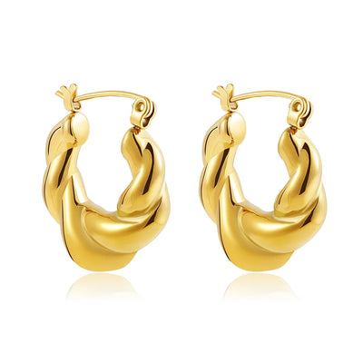 Gold Plated CZ Huggie Hoop Earrings Geometric U Shape - Smarsty