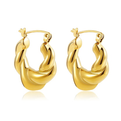 Gold Plated CZ Huggie Hoop Earrings Geometric U Shape - Smarsty