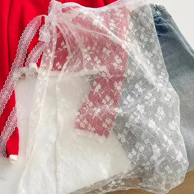 Korean Fashion Lace Skirt With Irregular Hemline - Smarsty