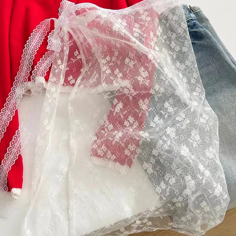 Korean Fashion Lace Skirt With Irregular Hemline - Smarsty