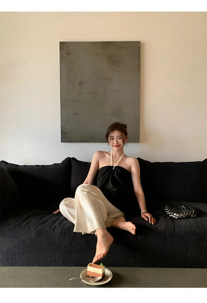 Satin Wide Leg Pants Long Floor Casual Pants Women's Summer - Smarsty