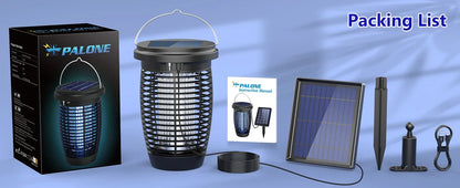 Solar Bug Zapper 2-in-1 Mosquito Killer Lamp Indoor 4500V Fly Zapper Outdoor Solar Powered with Rechargeable Insect Fly Trap