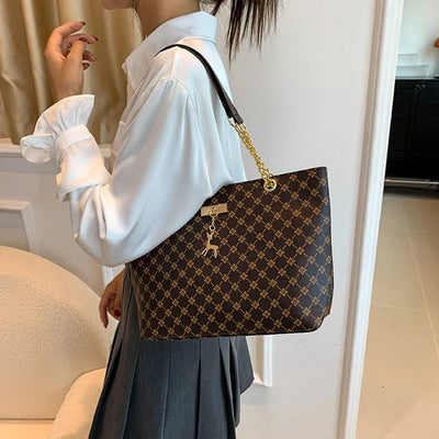Soft Leather Tote Bag For Women With Hanging Accessories - Smarsty