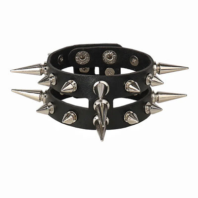 Adjustable PU Leather Studded Punk Bracelet for Men Women - Smarsty