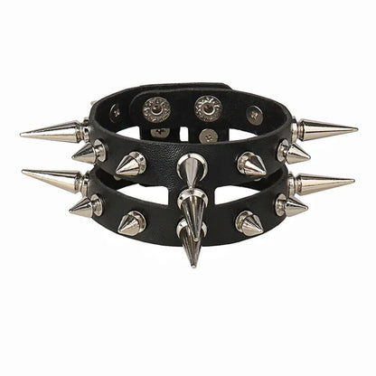 Adjustable PU Leather Studded Punk Bracelet for Men Women - Smarsty