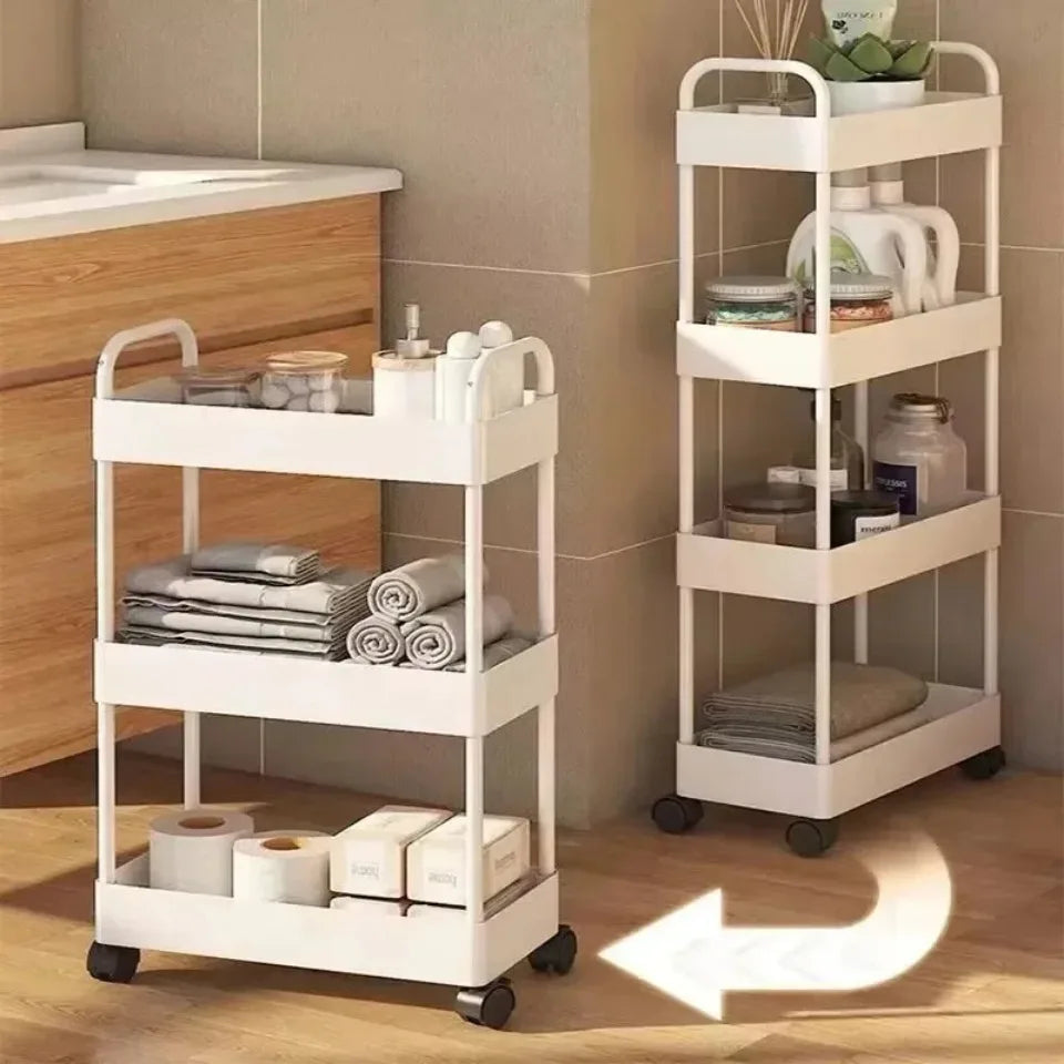 Bookshelf Storage Trolley Mobile Kitchen Organizer Cart With Wheels Multi-Layer Bathroom Shelves Household Snacks Storage Rack by Smarsty
