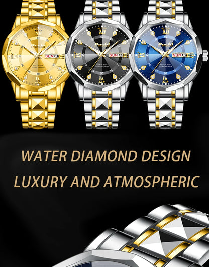 Poshi Men's Waterproof Luminous Quartz Watch with Dual Calendar - Smarsty