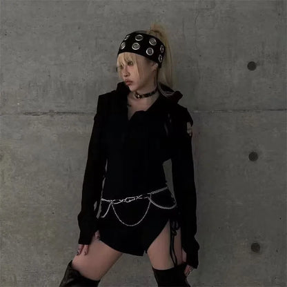 Punk Grunge Wide Elastic Headband Stretchy Metal Look - Smarsty