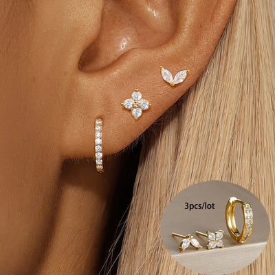 Gold Color Stainless Steel Hoop Earrings Set for Women - Smarsty