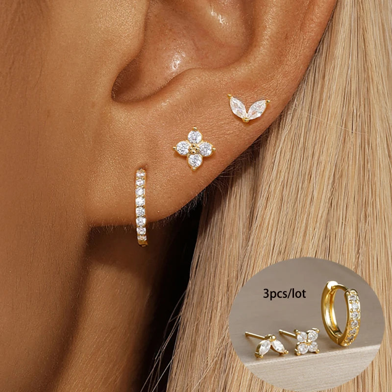 Gold Color Stainless Steel Hoop Earrings Set for Women - Smarsty
