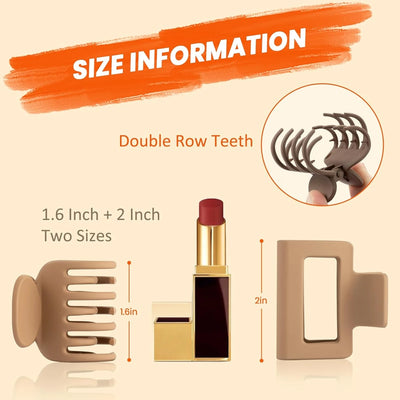 8 Pack Matte Mini Claw Hair Clips Strong Secure Grip - Smarsty