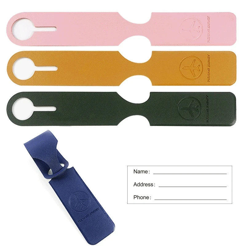 1PC PU Leather Luggage Tag Creative Baggage Suitcase Identifier ID Addres Holder Boarding Tags Portable Label Travel Accessories - Smarsty
