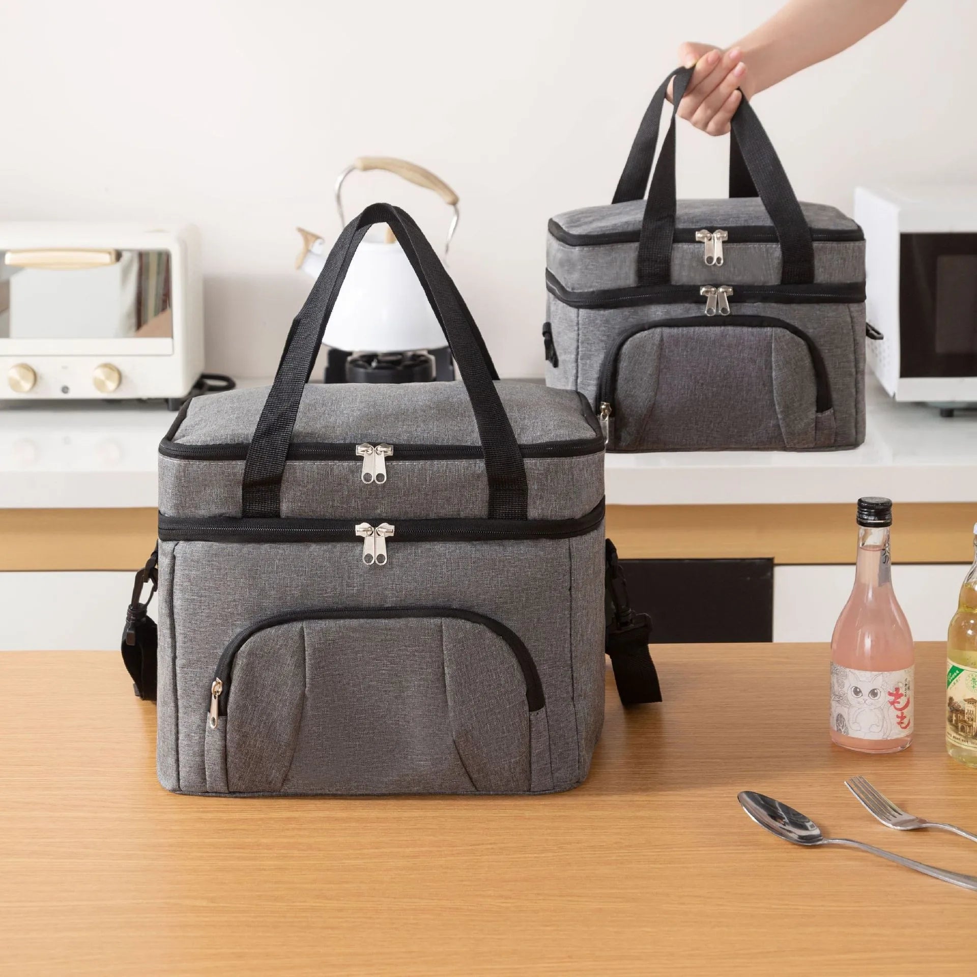 Double Insulated Lunch Bag With Adjustable Strap For Picnics - Smarsty