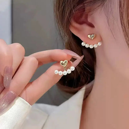 Light Luxury Simulated Pearl Heart Stud Earrings Gift - Smarsty