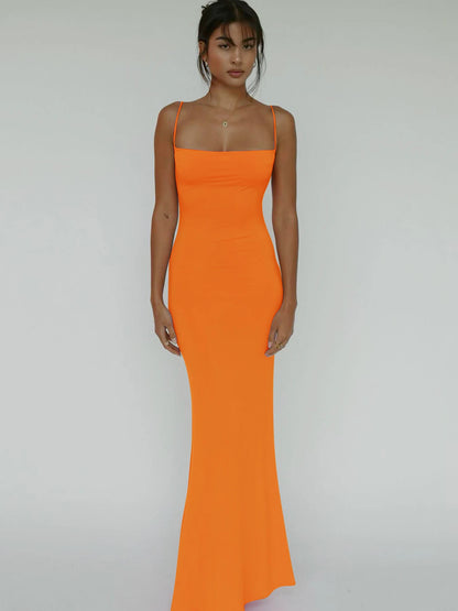 Hugcitar 2025 Spring Solid Sleeveless Backless Elegant Sexy Bodycon Y2K Maxi Prom Dress Women Clothes Birthday Party Casual Y2K