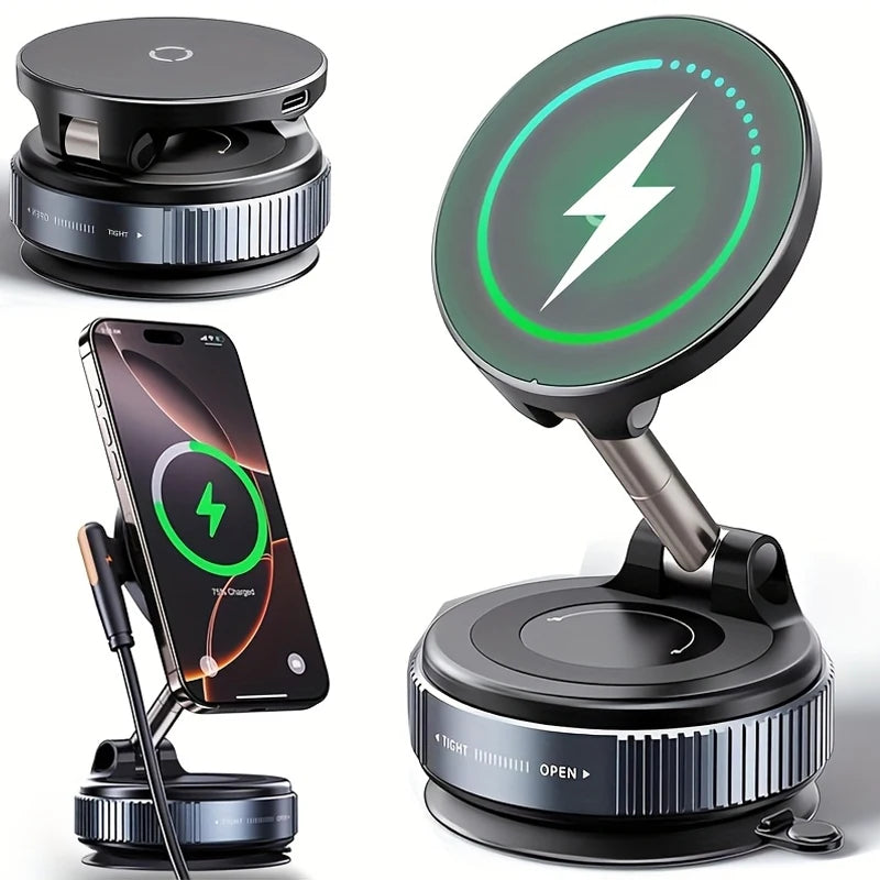 Magnetic Car Phone Holder 360 Rotation Vacuum Suction - Smarsty