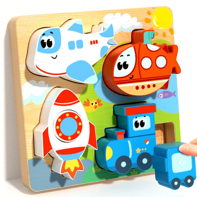Montessori Toy Wooden Building Blocks Early Learning Educational Toys Color Shape Match Kids Puzzle Toys For Children Boys Girls - Smarsty