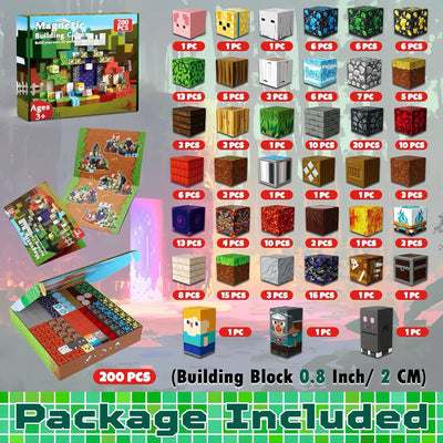 300pcs Warped Forest Magnetic Building Blocks Set, My World Figures Bricks, STEM Educational Toys for Kids, Gifts for Boys Girls