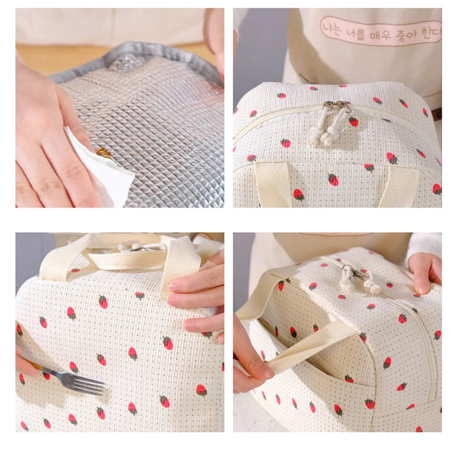 Floral Insulated Lunch Bag Portable Cooler For Office - Smarsty