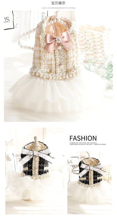 Luxury Cotton Dog Lace Dress with Tutu Skirt - Smarsty