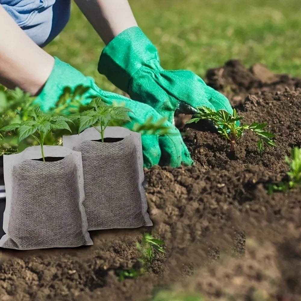 8x10cm 100pcs Biodegradable Seed Nursery Bags, Non-Woven Plants GrowBags, Fabric Seedling Pots Plants Pouch, Home Garden Supply