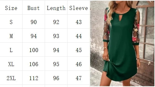 Luxury Dress Women's Perspective Mid Sleeve Printed Round Neck Mini Skirt Summer Party Dress - Smarsty