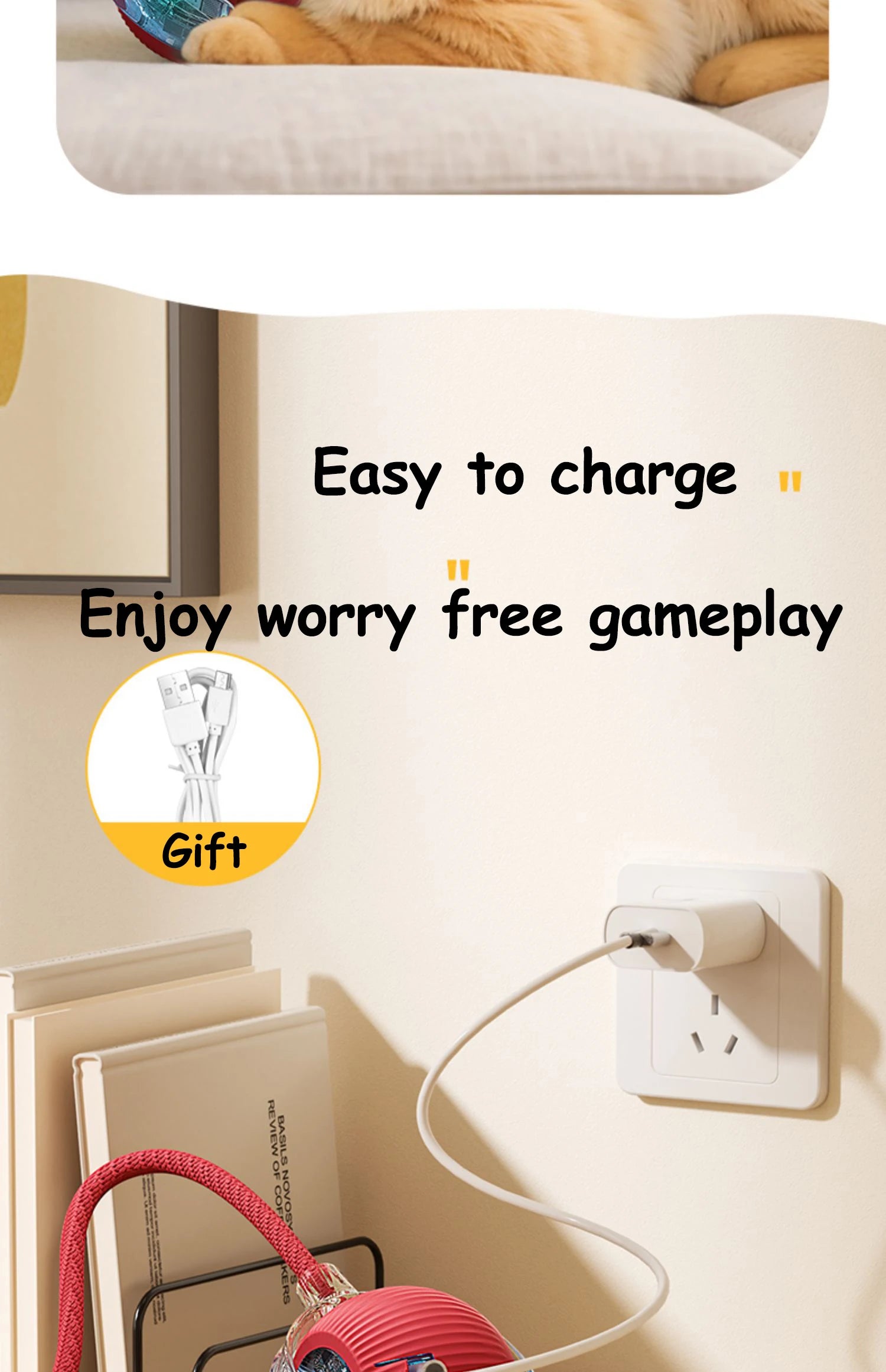 Interactive Rechargeable Cat Toy Ball With Faux Tail - Smarsty