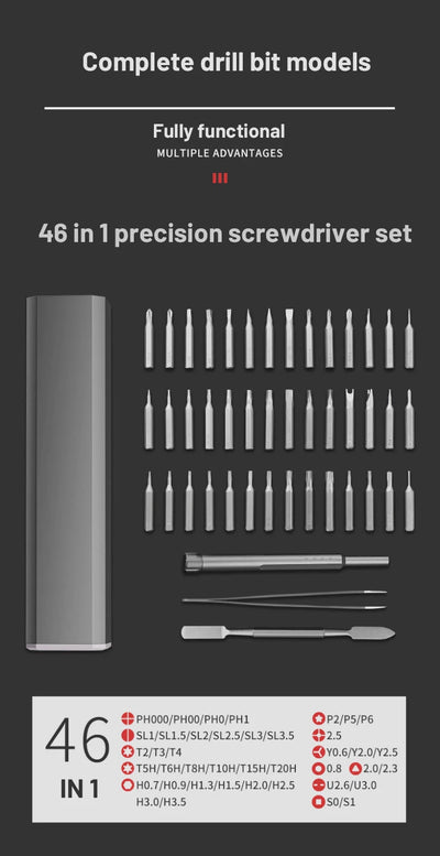 Precision Screwdriver Set 8 32 43 46 in 1 Torx Hex Phillips Magnetic Screwdriver Bit Phone Watch Laptop Mini Repair Tool Set - Smarsty