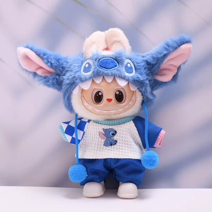 for 17cm Labubu Doll Clothes Fashion Clothes Plush Stitch Set Doll Clothes Cute Cartoon Sets Dolls Accessories Gifts - Smarsty