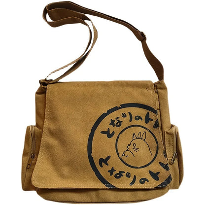 Vintage Cartoon Canvas Messenger Bag Women Large Capacity - Smarsty