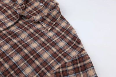 Spring Autumn Vintage Plaid Checkered Shirt Women's Long Sleeve Blouse Loose Single Breasted Casual Shirt - Smarsty