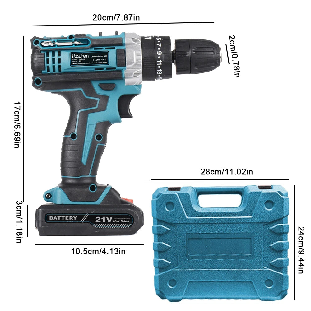 Multifunctional 21V rechargeable impact drill lithium battery cross-border flashlight gun drill electric screwdriver electric dr