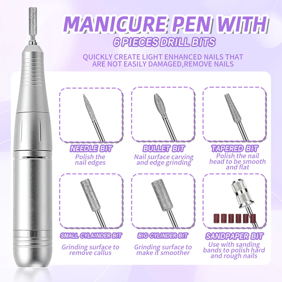 45000RPM Portable Nail Drill Machine for Low Noise Manicure - Smarsty