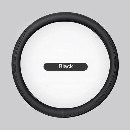 Napa Leather Perforated Patchwork Car Steering Wheel Cover, Non-slip, Breathable, Universal 15 Inch (Approx. 38cm)