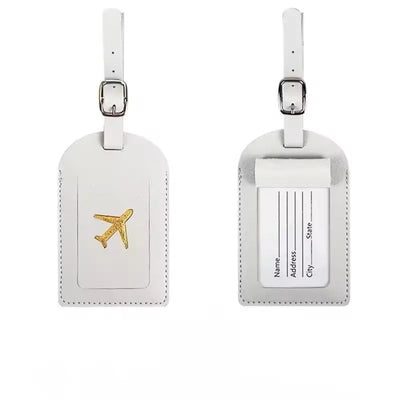 Stamped Leather Business Luggage Tag Suitcase Address Label Luggage Boarding Case Label Name ID Address Clip Travel Accessories - Smarsty