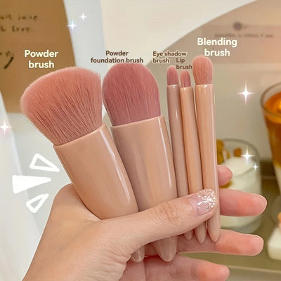5Pcs Portable Makeup Brush Set With Mirror - Smarsty