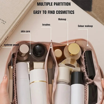 Fashion Portable PU Leather Large Capacity Travel Cosmetic Bags Makeup Pouch Women Waterproof Bathroom Multifunction Wash Bag - Smarsty
