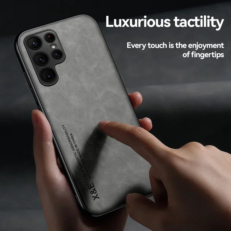 Leather Phone Case With Metal Plate For Car Mount Support - Smarsty