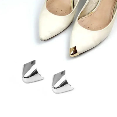 Women High Heel Metal Toe Cap Wear and Tear Concealer Anti-kicking Leather Shoes Point Protector Flat Shoe Tips Cap Accessorices - Smarsty