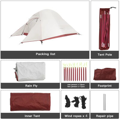 BISINNA Ultralight Camping Tent Backpack Tent 20D Nylon Waterproof Outdoor Hiking Travel Tent Cycling Tent 1-2 Person by Smarsty