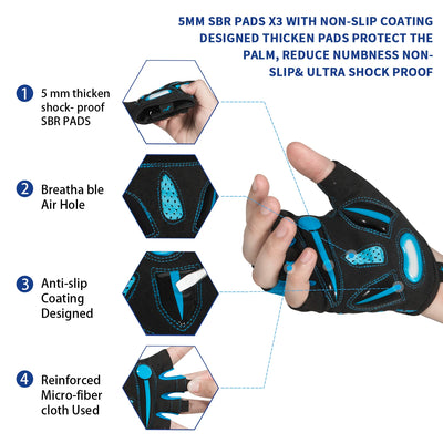 MOREOK Cycling Gloves,Breathable Bicycle Gloves,5MM Gel Pads Non-Slip Mountain Bike Gloves MTB Road Biking Gloves for Men Women by Smarsty