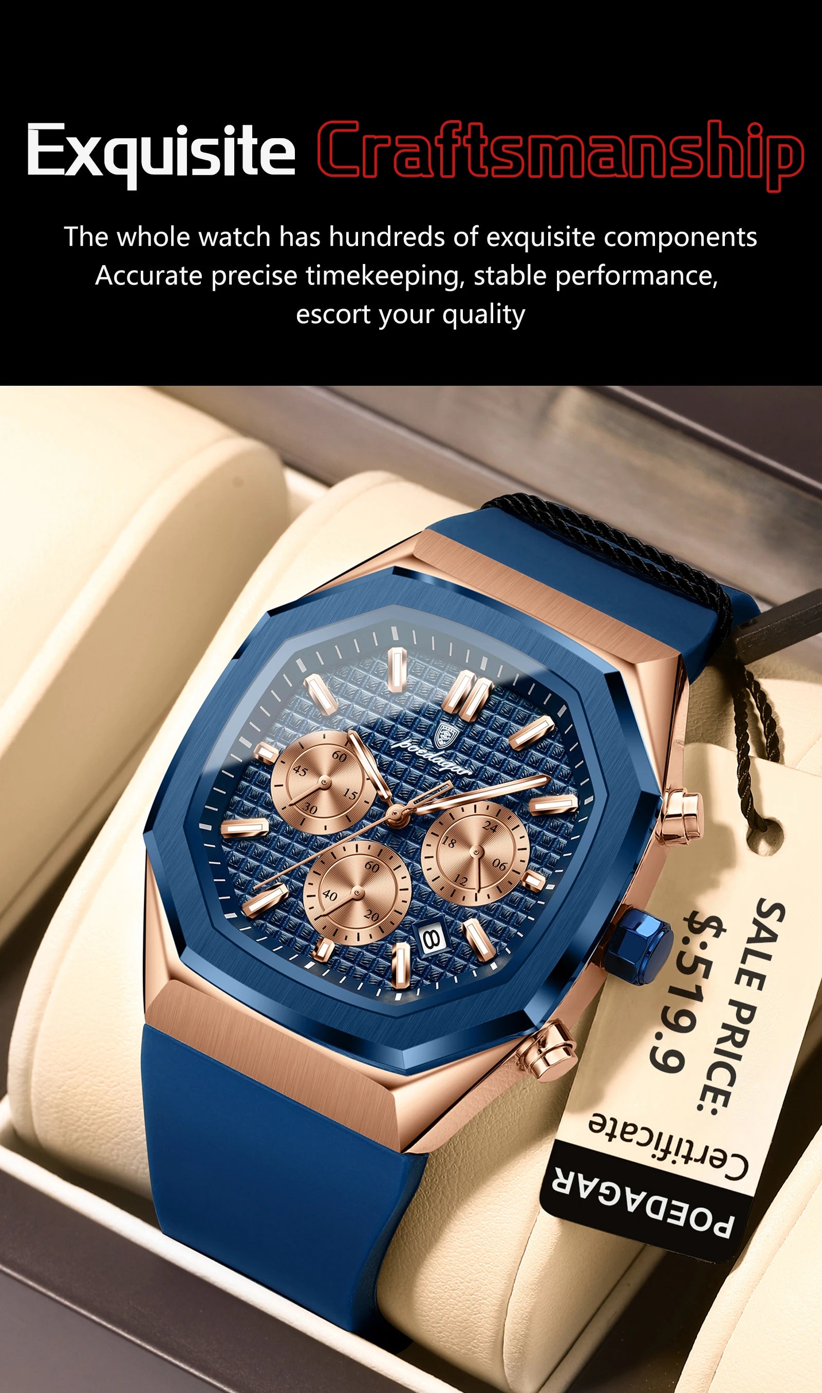 Waterproof Luminous Chronograph Watch for Men - Smarsty