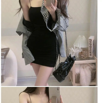 Elegant Solid Sling Sleeveless Type A Sheath Mini Short Dresses Summer New Sexy Slim Slimming Arm Covering Dresses - Smarsty