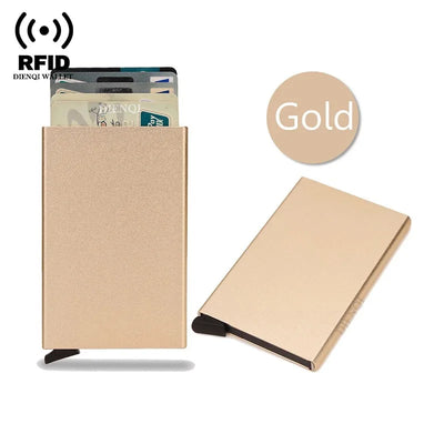 Rfid Credit Card Holder Metal Thin Slim Smart Wallet Men Women Wallets Pop Up Minimalist Small Black Purse Mini Walets for Men - Smarsty