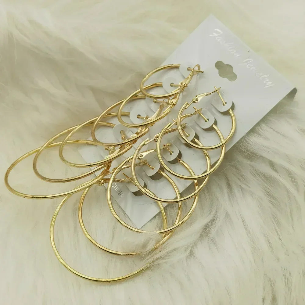 Big Circle Hoop Earrings Set for Women - Smarsty